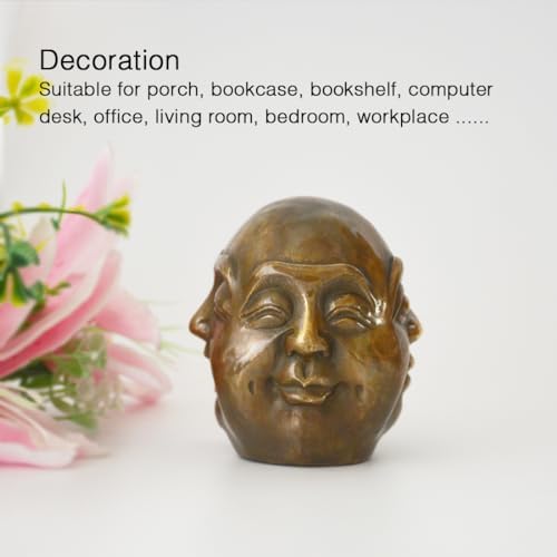 ILEWEI Four Face Buddha Head Statue Brass Sculpture Medium