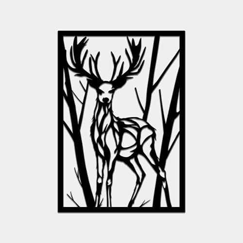 BONPERLA Majestic Deer Wall Sculpture - Black Steel Decor