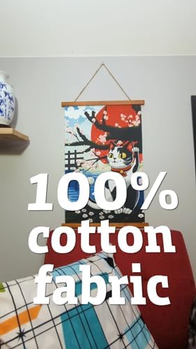 Japanese Waving Cat Wall Scroll Art 16x24 Inches