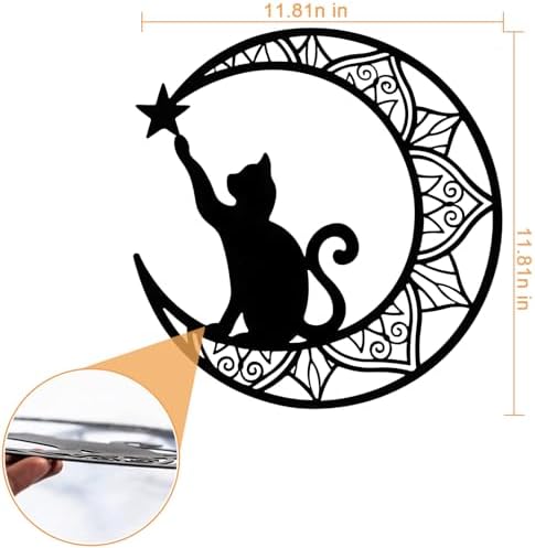Fzojnxy Premium Black Cat and Moon Wall Sculpture