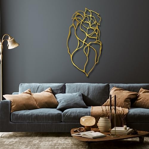 Fayholy Abstract Lines Lion Head Metal Wall Art