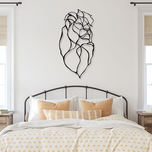 Fayholy Abstract Lines Lion Head Metal Wall Art