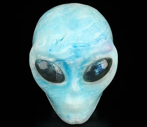 Skullis Blue Aventurine Crystal Skull Statue