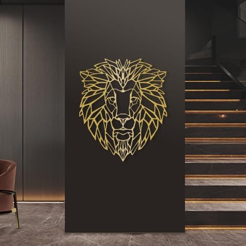 Geometric Lion Head Wall Decor Gold