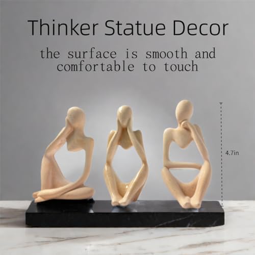 3 Pcs Yellow Thinker Statue Home Decor Set