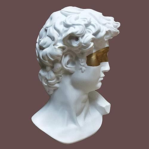 Greek David Head Statue - White Resin Figurine Decor