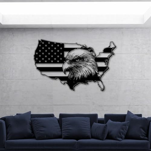 Trpiox Large Metal Eagle Wall Decor with American Flag