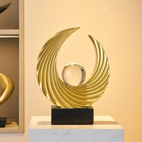 FJS Abstract Gold Statue Decor for Living Room