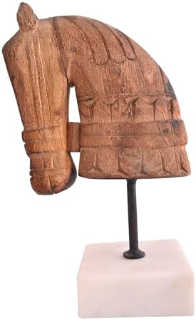 Antique Wooden Horse Head Decor Statue