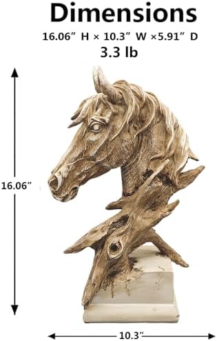 Rustic Horse Head Statue 16 Inch Home Decor