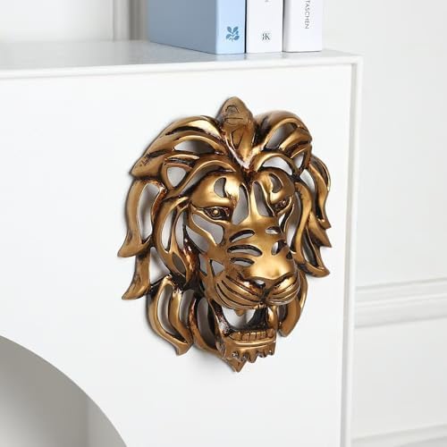 Rekeell Decorative Lion Head Wall Art Gold Finish