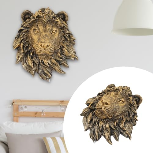 Lion Head Wall Decor Resin Statue Bronze Wall Hanging Sculpture