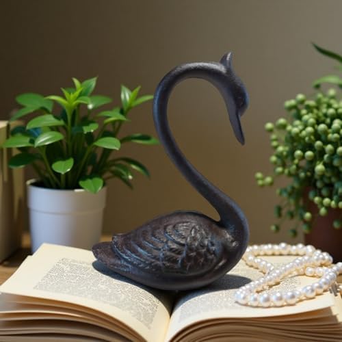 Handmade Cast Iron Swan Decor Statue