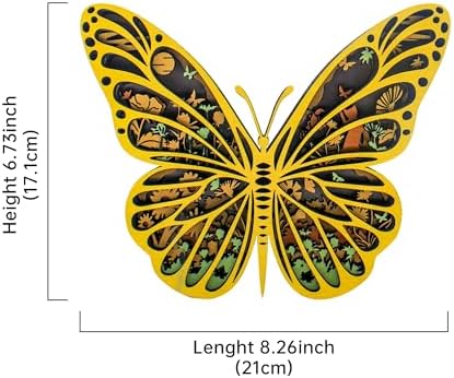 LED Night Light Wooden Wall Decor 3D Butterfly Sculpture