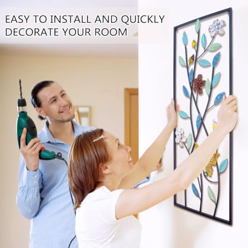 Lifuleiyin 2 Piece Metal Wall Art Butterfly with Flowers