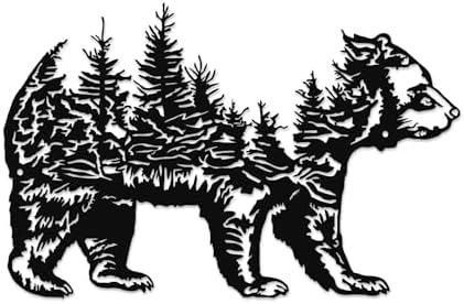 Rajukit Bear Decor - Rustic Wall Sculpture with Mountain and Trees