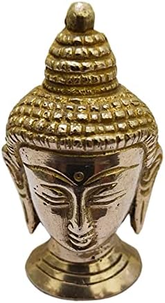 Art Deco Buddha Head Brass Statue 6 cm