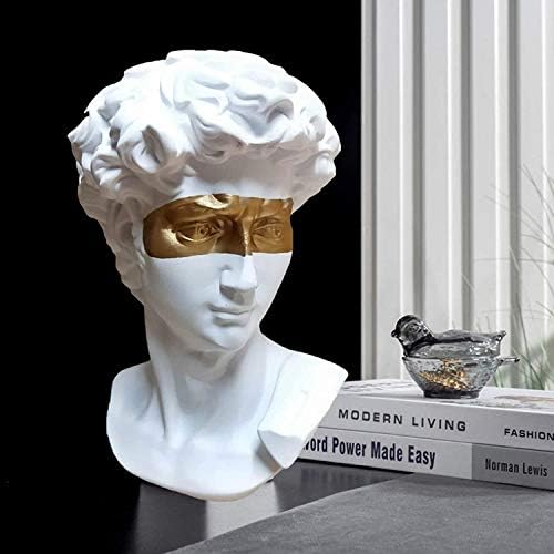 Greek David Head Statue - White Resin Figurine Decor