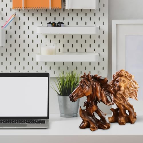 BestAlice Animal Lion Head Sculpture Rustic Home Decor Statue