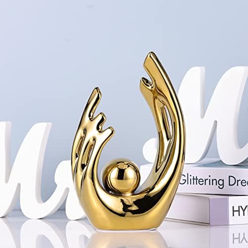 Modern Art Golden Ceramic Statue Home Decor Centerpiece