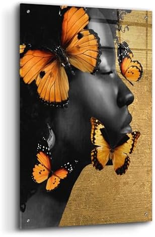 Epic Art Monochrome Golden Butterfly 2 Wall Art