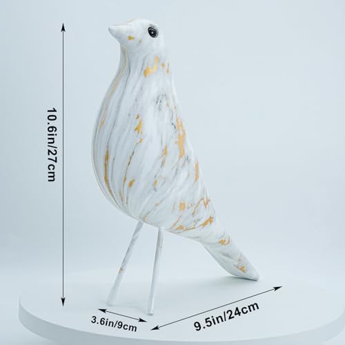 ThriBartLive Mid-Century House Bird Sculpture - Marble Vein White