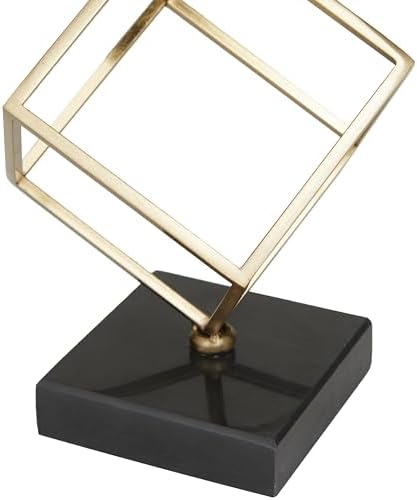 Deco 79 Marble Gymnast Decorative Sculpture with Gold Cube Base