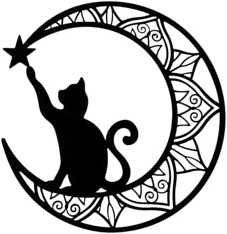 Fzojnxy Premium Black Cat and Moon Wall Sculpture