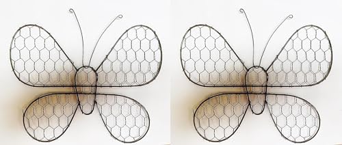 Rustic Chicken Wire Butterfly Wall Decor 2 Pack