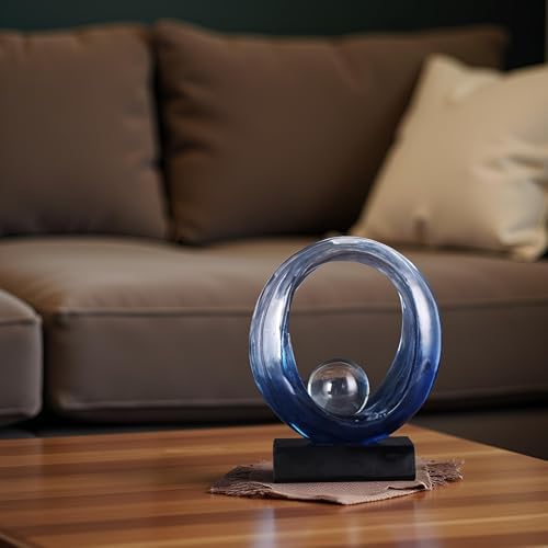 Golden Wave Resin Origami Statue Modern Abstract Home Decor Blue