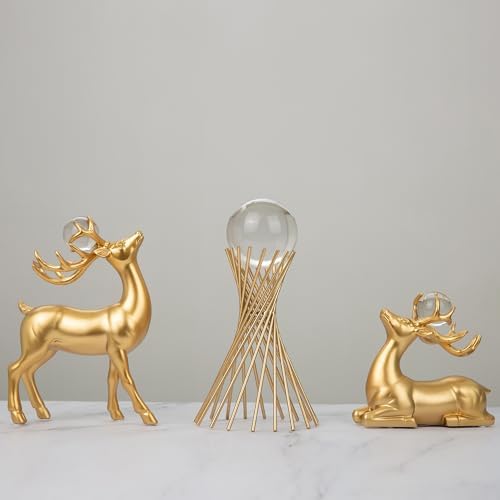 BELLA GLOBE Gold Reindeer Christmas Decor Statues