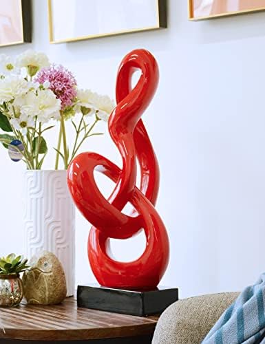 Modern Music Note Sculpture Red 23 Inch Polyresin Statue