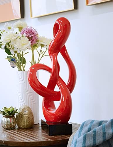 Modern Music Note Sculpture Red 23 Inch Polyresin Statue