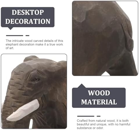 Hand Carved Wooden Elephant Statue 6 Inches Home Decor
