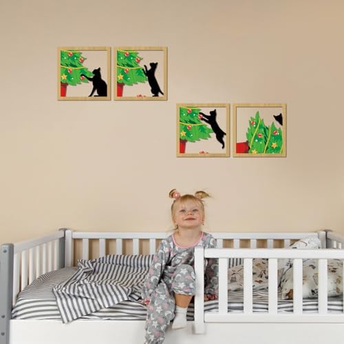 HOURIA 4PCS Black Cat Christmas Wall Sculptures