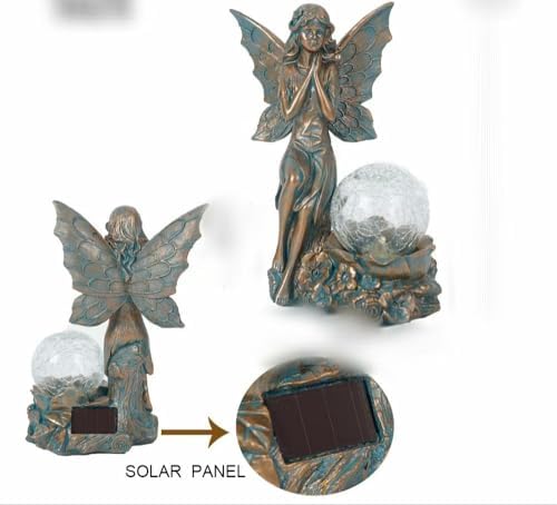Decorative Garden Fairy Solar Light Statue with Bronze Finish