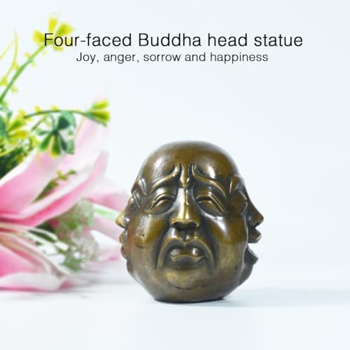 Four Face Buddha Head Statues Brass Sculpture