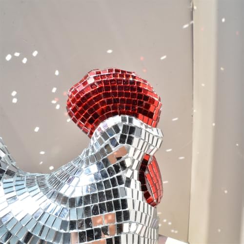 Modern Mirror Disco Ball Chicken Shape Decor
