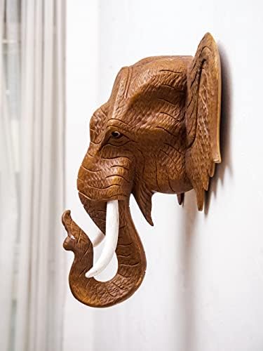 Getrelax Thai Elephant Head Wall Sculpture 12 Inch Tall