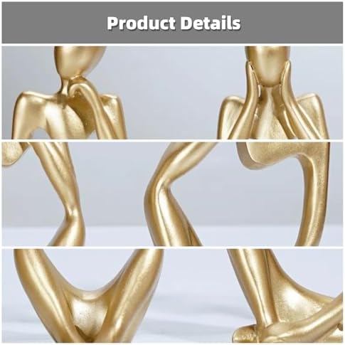 Abstract Resin Thinker Statue - Gold Finish