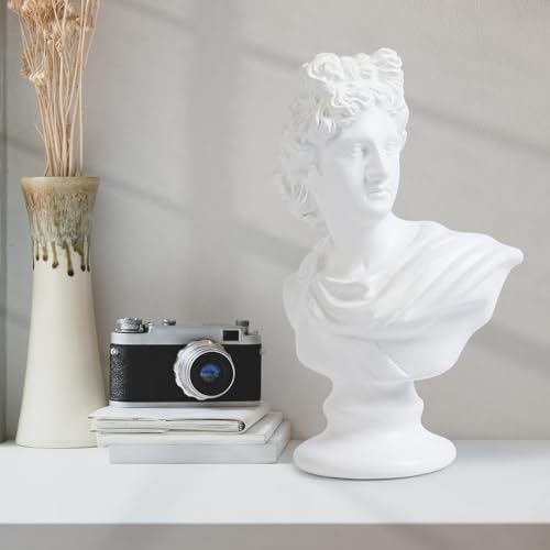 Apollo Bust Sculpture - 125 Inch White Resin Statue