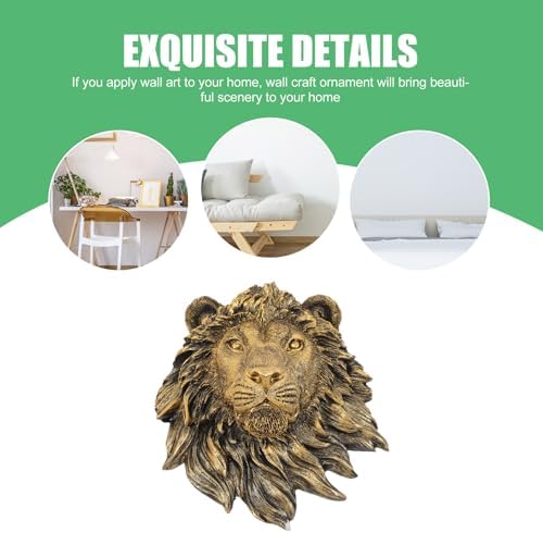 Lion Head Wall Decor Resin Statue Bronze Wall Hanging Sculpture