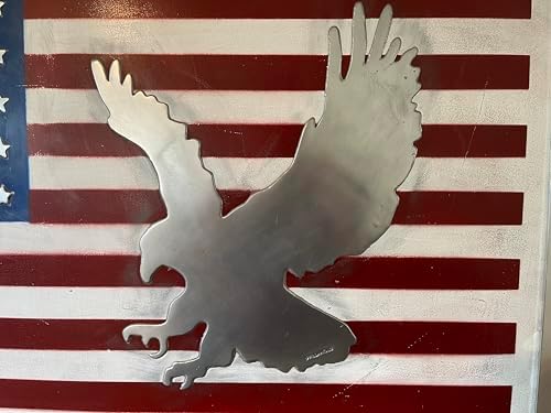 American Flag Metal Wall Art with Eagle Design