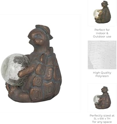 Sagebrook Home Solar Turtle Garden Statue 7 Inches Bronze Copper