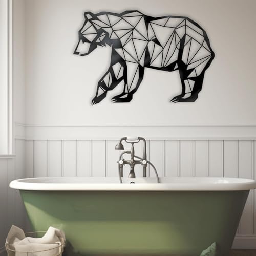 XXQ Black Bear Wall Sculpture 30x20 Metal Art for Modern Home