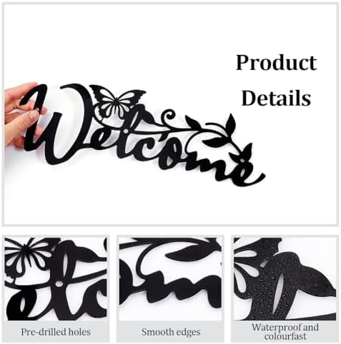 Nbeads Welcome Metal Wall Art Decor 115x30cm