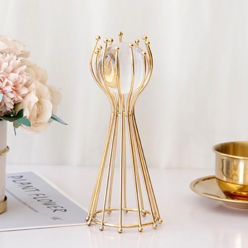 Crystal Ball Sculpture with Gold Stand for Home Decor