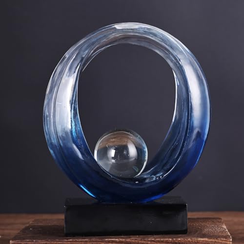 Golden Wave Resin Origami Statue Modern Abstract Home Decor Blue