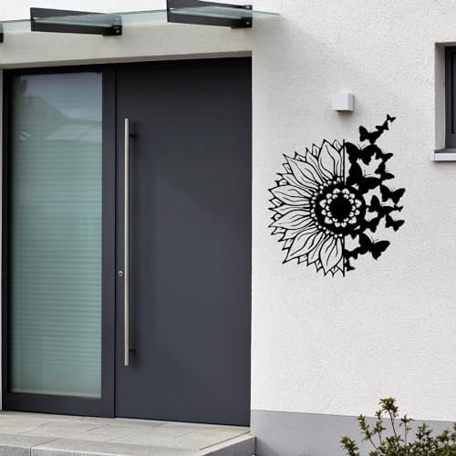 Sunflower Butterfly Wall Art - Metal Decor for Home