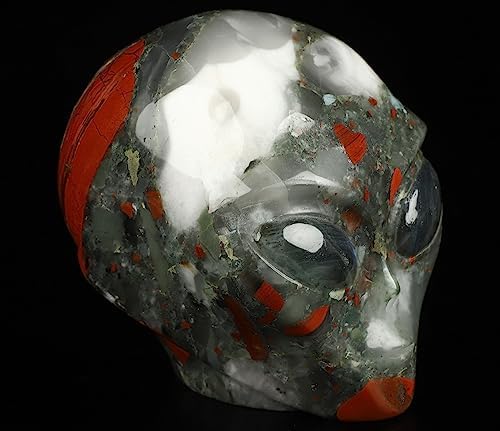 Skullis 41 Inch African Bloodstone Crystal Skull Statue